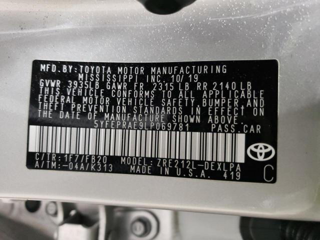 Photo 12 VIN: 5YFEPRAE9LP069781 - TOYOTA COROLLA LE 