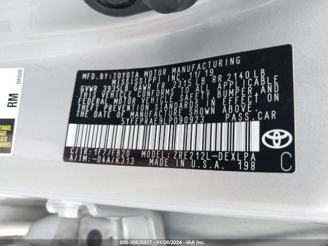 Photo 8 VIN: 5YFEPRAE9LP090923 - TOYOTA COROLLA 