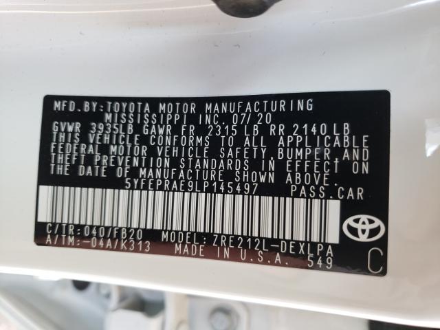 Photo 9 VIN: 5YFEPRAE9LP145497 - TOYOTA COROLLA LE 