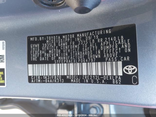 Photo 8 VIN: 5YFEPRAEXLP064797 - TOYOTA COROLLA 