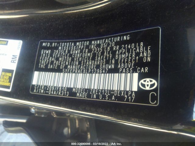 Photo 8 VIN: 5YFEPRAEXLP129647 - TOYOTA COROLLA 