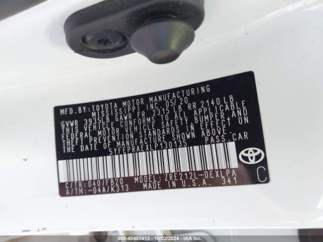 Photo 8 VIN: 5YFEPRAEXLP130135 - TOYOTA COROLLA 