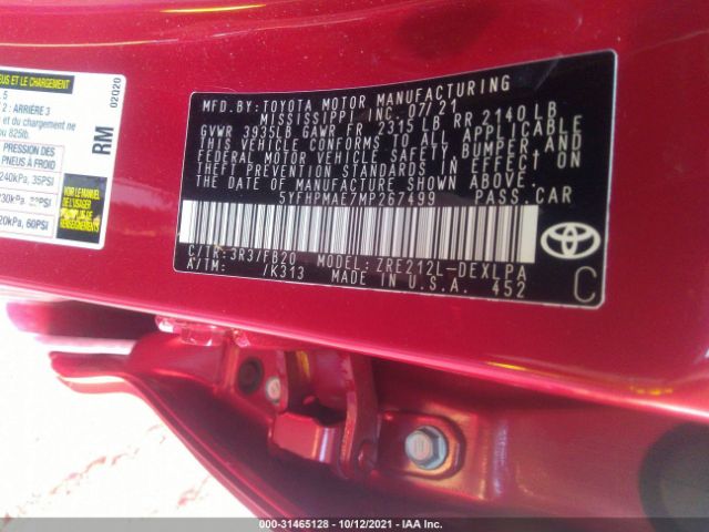 Photo 8 VIN: 5YFHPMAE7MP267499 - TOYOTA COROLLA 