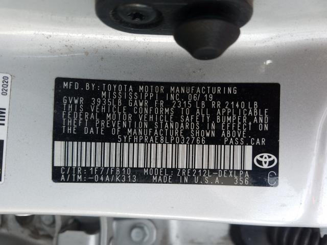 Photo 9 VIN: 5YFHPRAE8LP032766 - TOYOTA COROLLA LE 