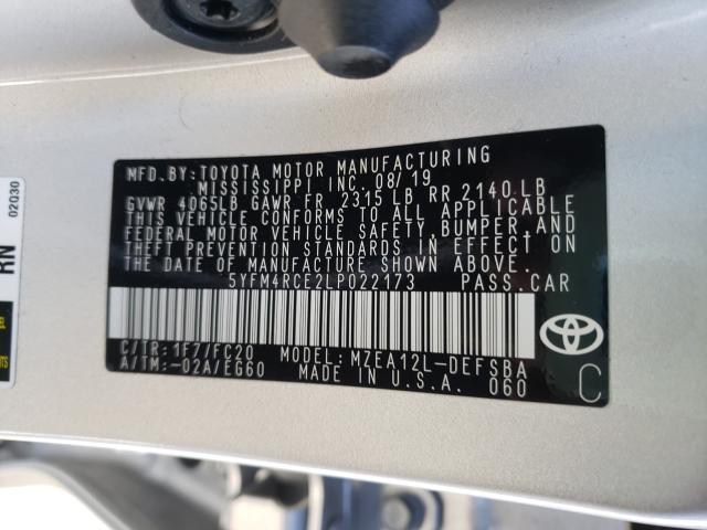 Photo 9 VIN: 5YFM4RCE2LP022173 - TOYOTA COROLLA SE 