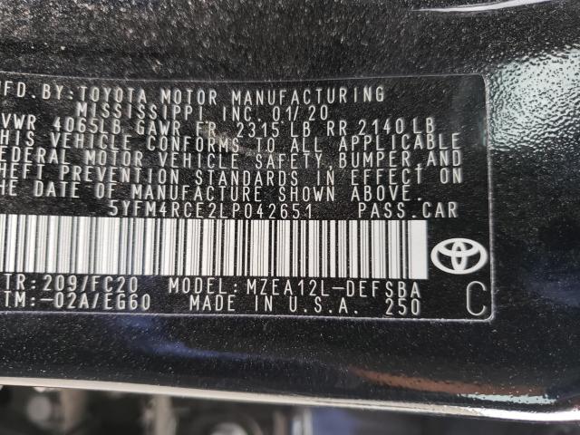 Photo 9 VIN: 5YFM4RCE2LP042651 - TOYOTA COROLLA SE 