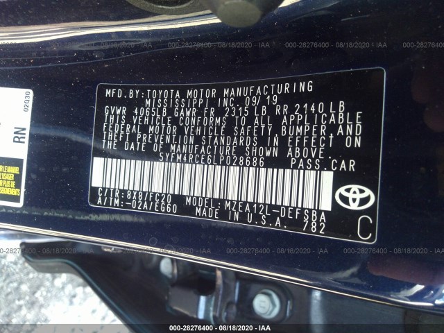 Photo 8 VIN: 5YFM4RCE6LP028686 - TOYOTA COROLLA 