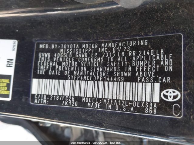 Photo 8 VIN: 5YFP4MCE0PP144469 - TOYOTA COROLLA 