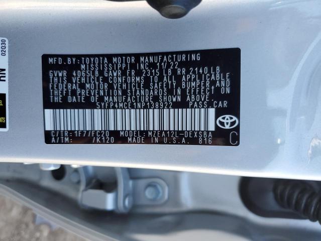 Photo 11 VIN: 5YFP4MCE1NP138922 - TOYOTA COROLLA SE 