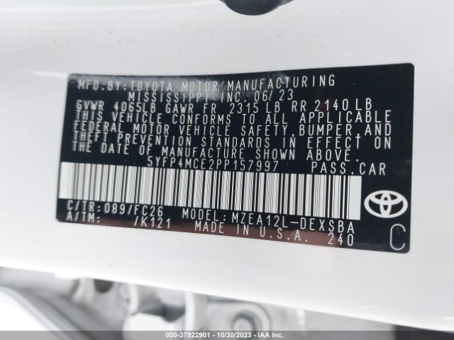 Photo 8 VIN: 5YFP4MCE2PP157997 - TOYOTA COROLLA 