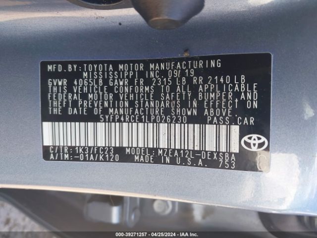 Photo 8 VIN: 5YFP4RCE1LP026230 - TOYOTA COROLLA 