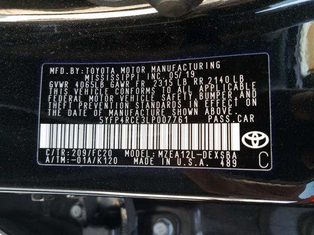 Photo 9 VIN: 5YFP4RCE3LP007761 - TOYOTA COROLLA SE 