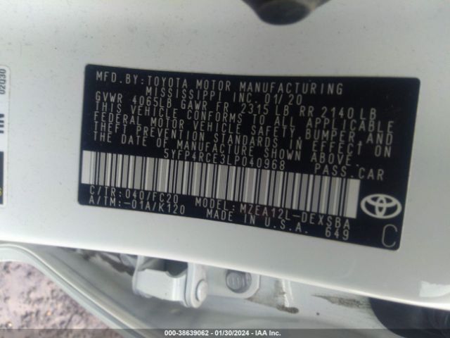 Photo 8 VIN: 5YFP4RCE3LP040968 - TOYOTA COROLLA 