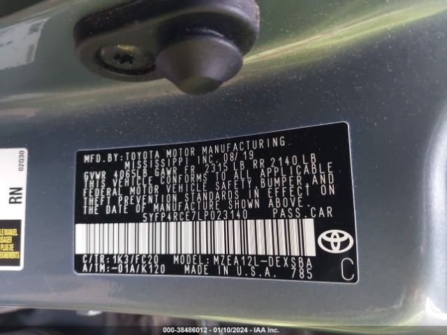 Photo 8 VIN: 5YFP4RCE7LP023140 - TOYOTA COROLLA 