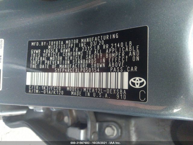 Photo 8 VIN: 5YFP4RCEXLP050154 - TOYOTA COROLLA 