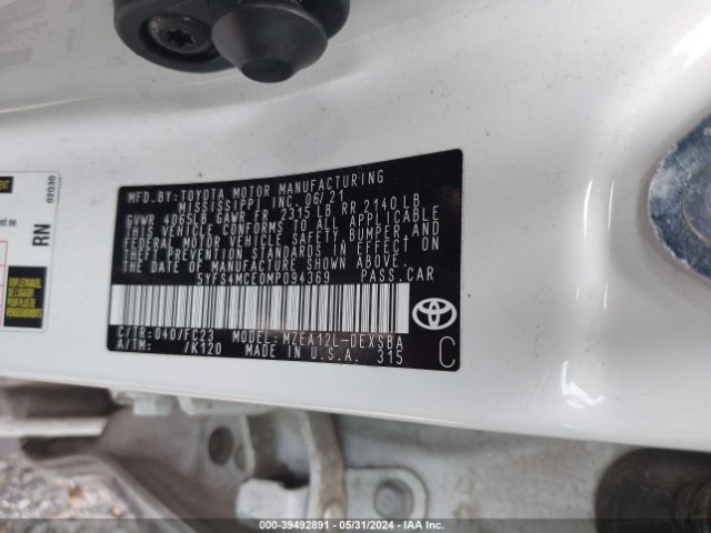 Photo 8 VIN: 5YFS4MCE0MP094369 - TOYOTA COROLLA 