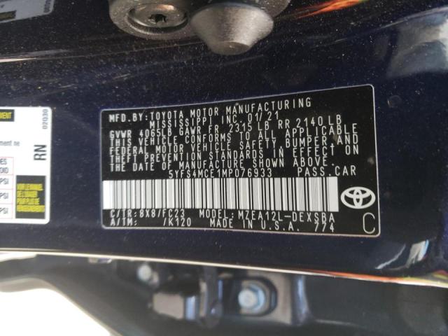 Photo 9 VIN: 5YFS4MCE1MP076933 - TOYOTA COROLLA SE 