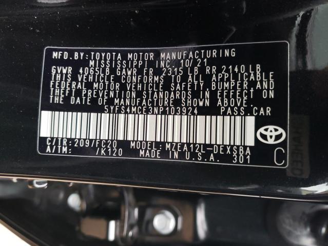 Photo 9 VIN: 5YFS4MCE3NP103924 - TOYOTA COROLLA SE 