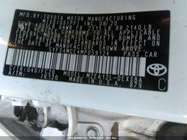 Photo 8 VIN: 5YFS4MCE4MP059124 - TOYOTA COROLLA 