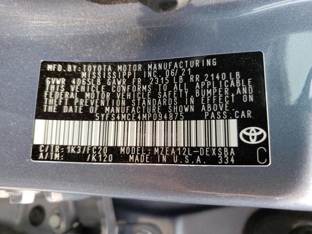 Photo 12 VIN: 5YFS4MCE4MP094875 - TOYOTA COROLLA SE 