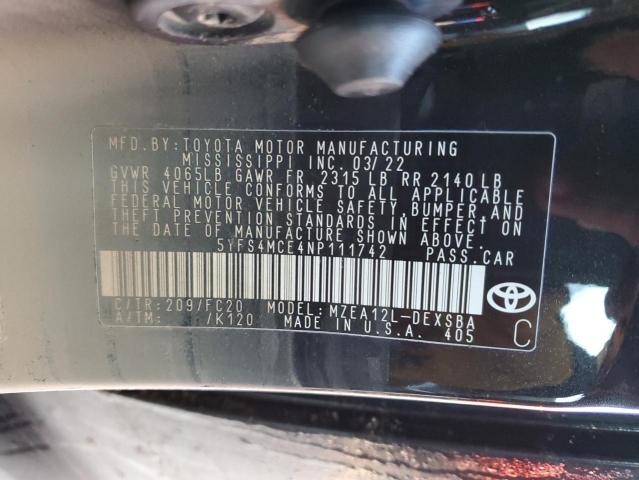 Photo 11 VIN: 5YFS4MCE4NP111742 - TOYOTA COROLLA SE 