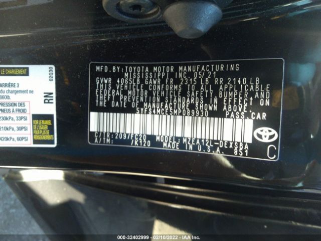 Photo 8 VIN: 5YFS4MCE5MP089930 - TOYOTA COROLLA 