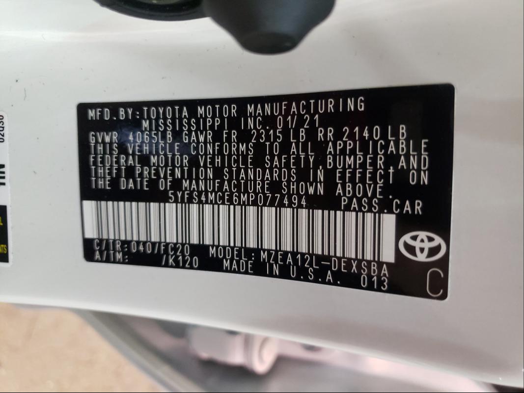 Photo 9 VIN: 5YFS4MCE6MP077494 - TOYOTA COROLLA SE 