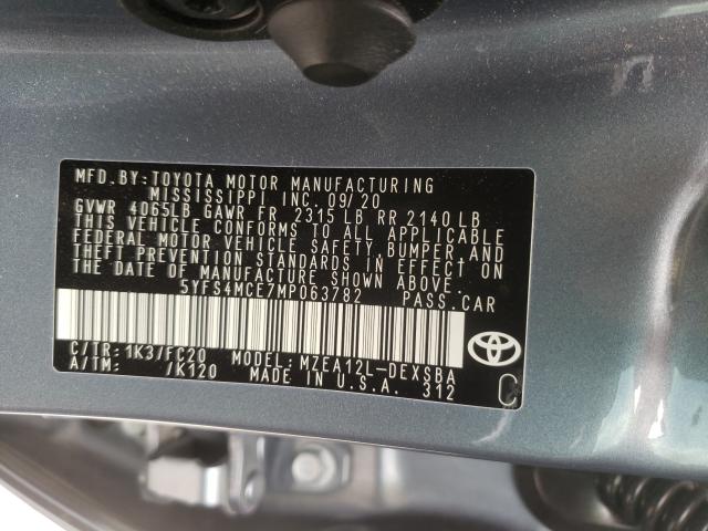 Photo 9 VIN: 5YFS4MCE7MP063782 - TOYOTA COROLLA SE 