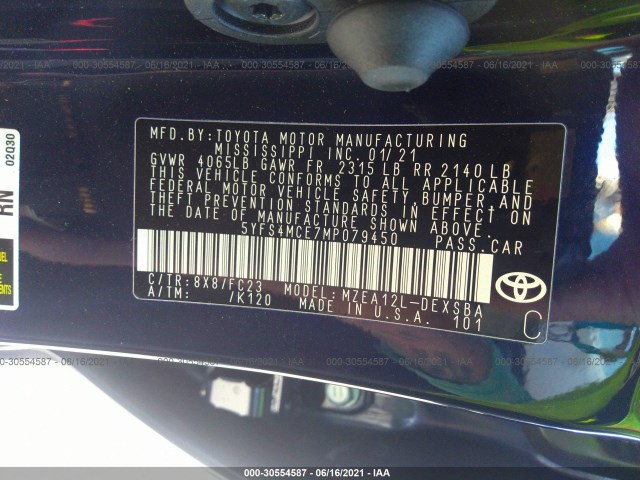 Photo 8 VIN: 5YFS4MCE7MP079450 - TOYOTA COROLLA 