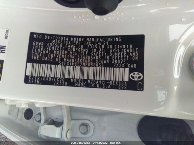 Photo 8 VIN: 5YFS4MCE7MP088858 - TOYOTA COROLLA 