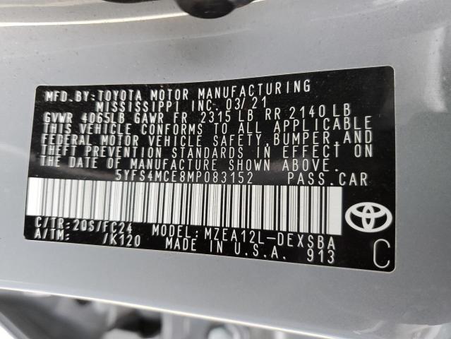 Photo 12 VIN: 5YFS4MCE8MP083152 - TOYOTA COROLLA SE 