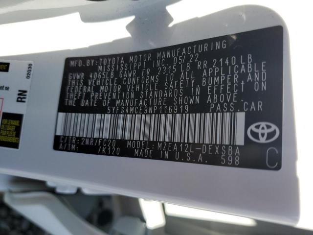 Photo 11 VIN: 5YFS4MCE9NP116919 - TOYOTA COROLLA SE 