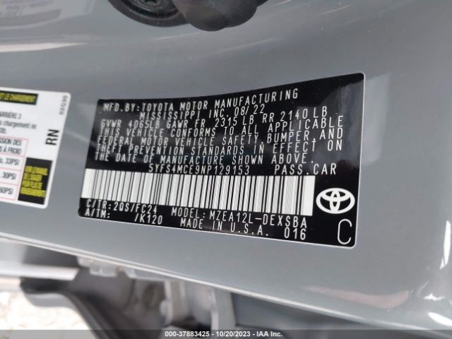 Photo 8 VIN: 5YFS4MCE9NP129153 - TOYOTA COROLLA 