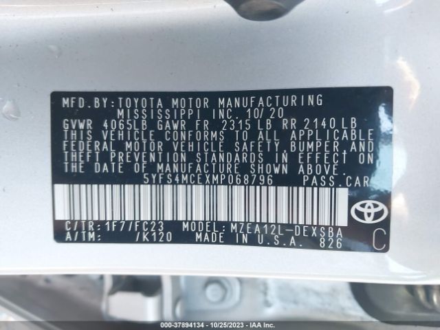 Photo 8 VIN: 5YFS4MCEXMP068796 - TOYOTA COROLLA 