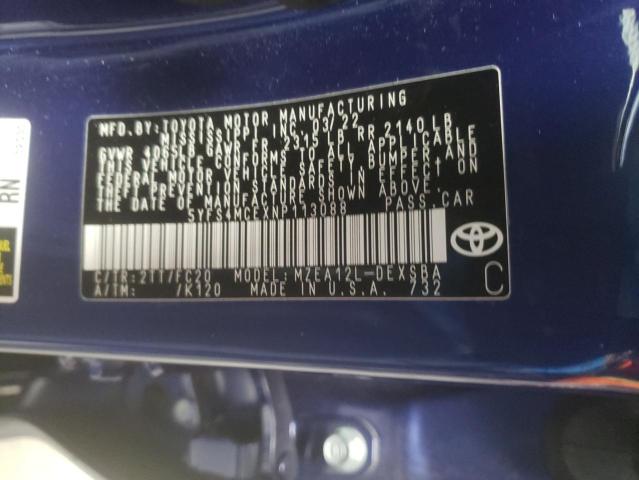 Photo 12 VIN: 5YFS4MCEXNP113088 - TOYOTA COROLLA SE 