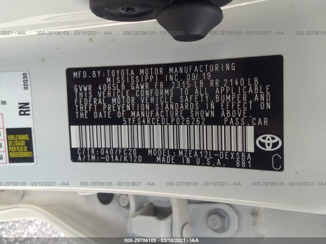 Photo 8 VIN: 5YFS4RCE0LP026262 - TOYOTA COROLLA 