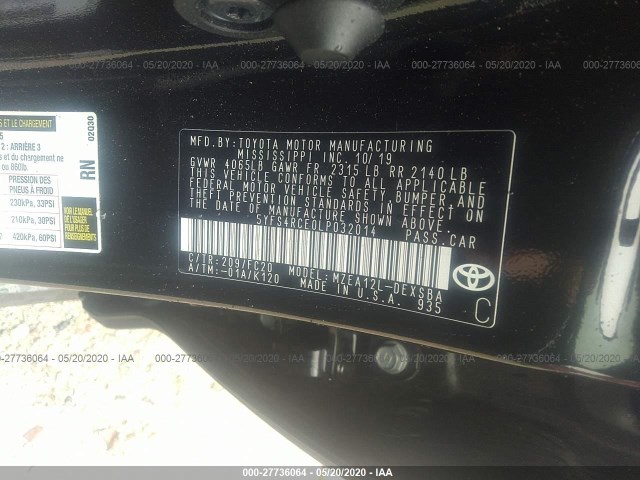 Photo 8 VIN: 5YFS4RCE0LP032014 - TOYOTA COROLLA 