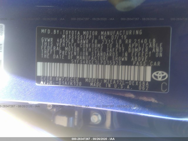 Photo 8 VIN: 5YFS4RCE1LP015920 - TOYOTA COROLLA 