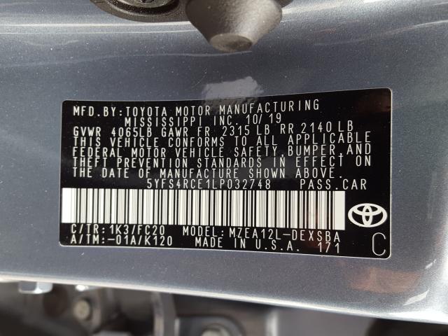 Photo 9 VIN: 5YFS4RCE1LP032748 - TOYOTA COROLLA SE 