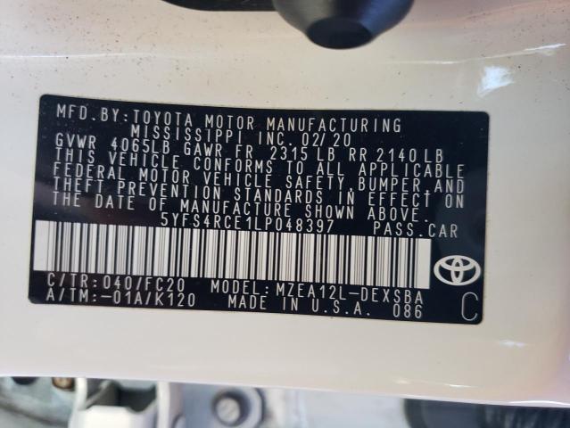 Photo 12 VIN: 5YFS4RCE1LP048397 - TOYOTA COROLLA SE 