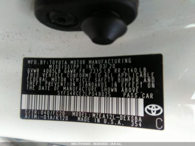 Photo 8 VIN: 5YFS4RCE2LP049025 - TOYOTA COROLLA 