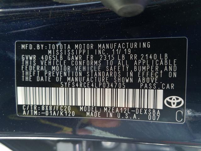 Photo 9 VIN: 5YFS4RCE4LP034705 - TOYOTA COROLLA SE 