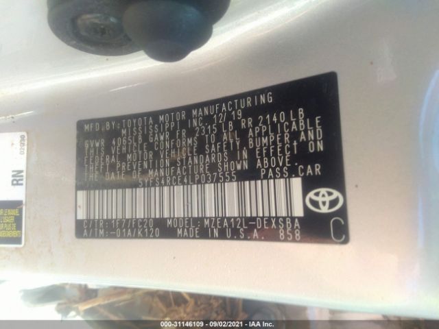 Photo 8 VIN: 5YFS4RCE4LP037555 - TOYOTA COROLLA 