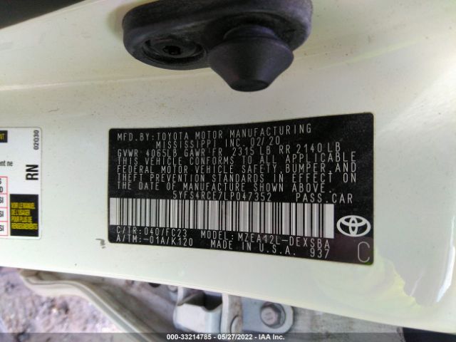 Photo 8 VIN: 5YFS4RCE7LP047352 - TOYOTA COROLLA 