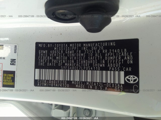 Photo 8 VIN: 5YFS4RCE7LP054110 - TOYOTA COROLLA 