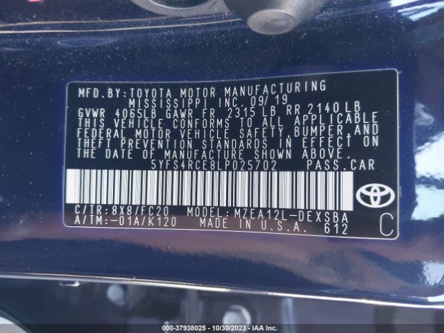 Photo 8 VIN: 5YFS4RCE8LP025702 - TOYOTA COROLLA 