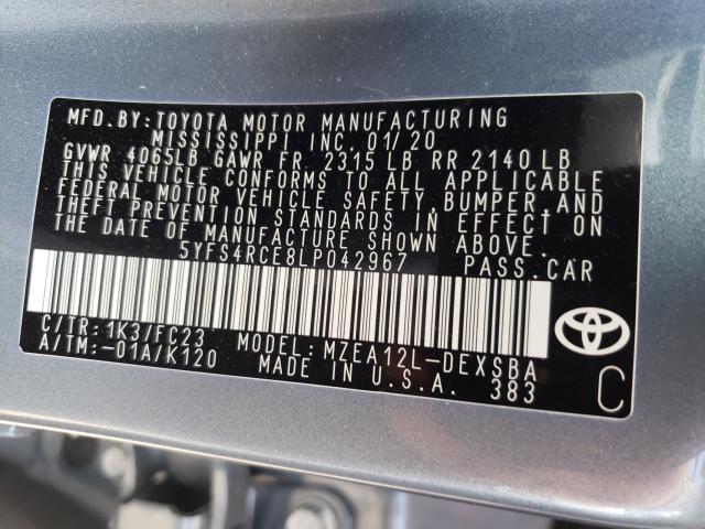 Photo 9 VIN: 5YFS4RCE8LP042967 - TOYOTA COROLLA SE 