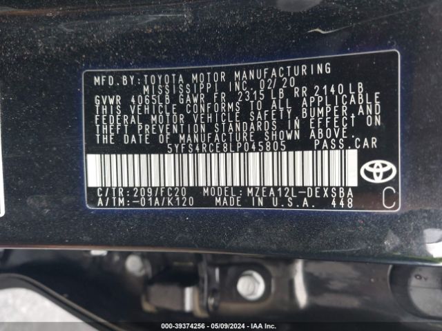 Photo 8 VIN: 5YFS4RCE8LP045805 - TOYOTA COROLLA 