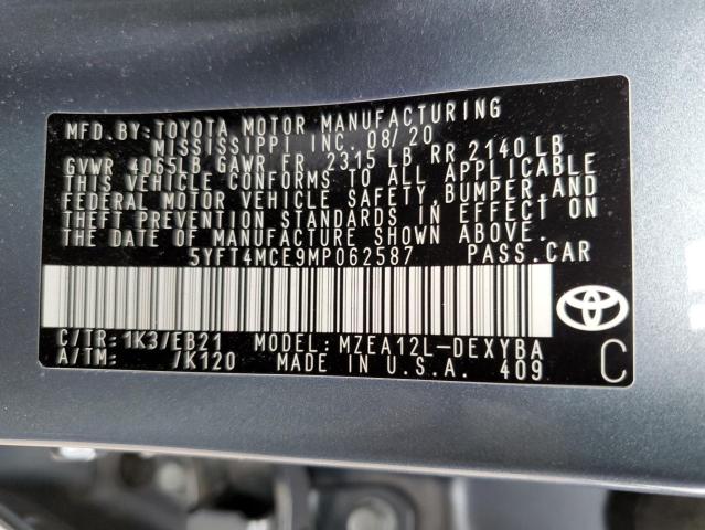 Photo 9 VIN: 5YFT4MCE9MP062587 - TOYOTA COROLLA XS 