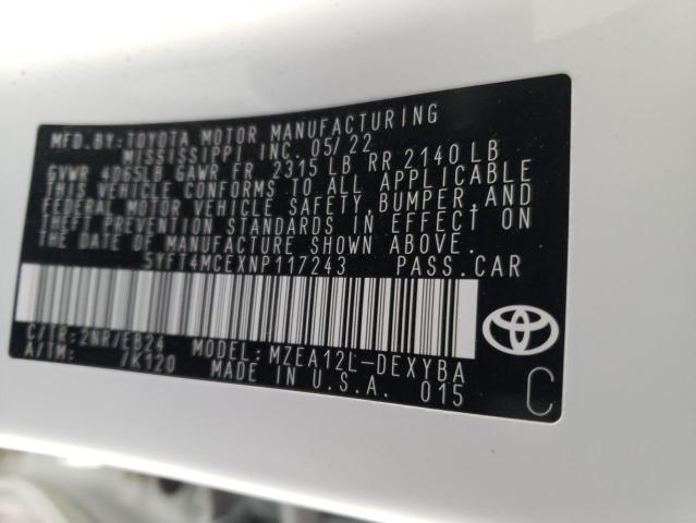 Photo 12 VIN: 5YFT4MCEXNP117243 - TOYOTA COROLLA 